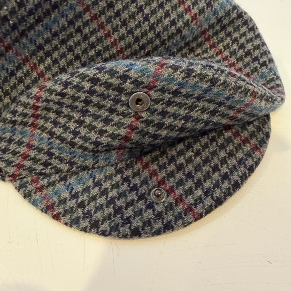 Capas Wool Houndstooth Newsboy Cap Men’s XL 61cm 7 5/8” Grey Black Blue - Picture 3 of 4